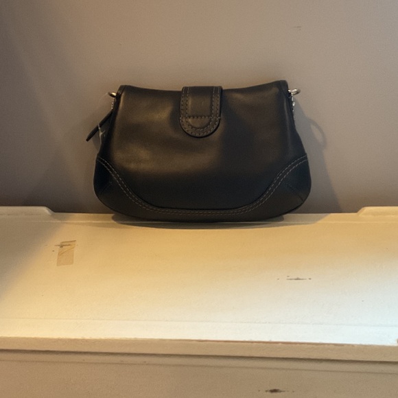 Coach Black Leather Shoulder Bag with Silver Accents - Picture 2 of 6